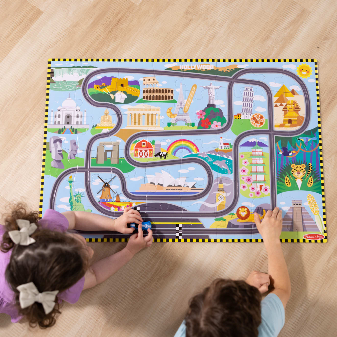 Race Around the World Tracks Floor Puzzle - 48 Pieces - Image 6
