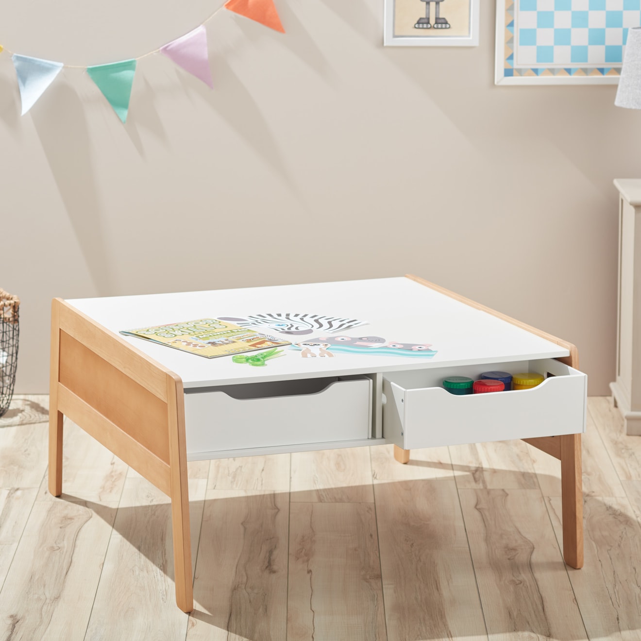 Wooden Art & Activity Table with Bins - Image 2
