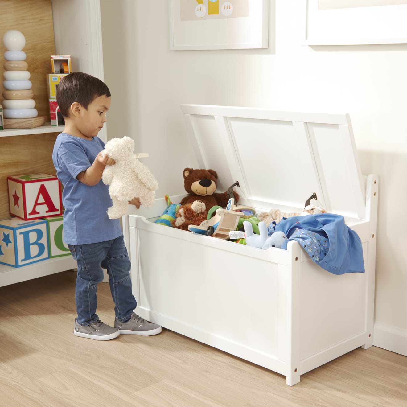 Wooden Toy Chest (White) - Image 6